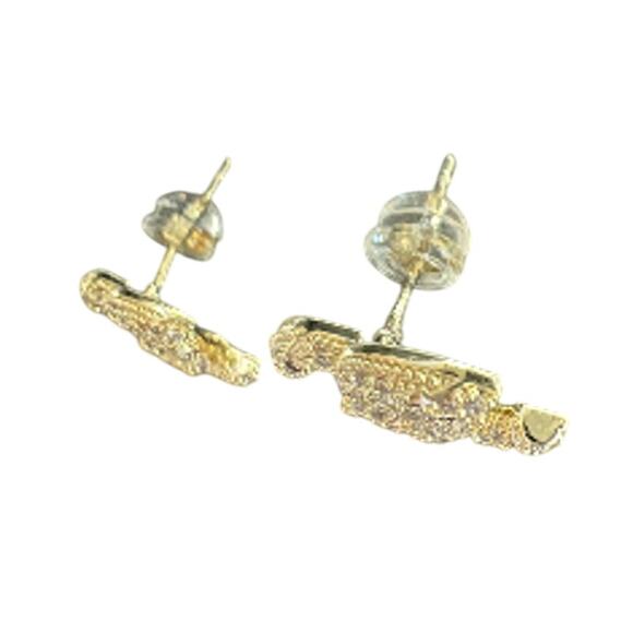 Gold CHANEL Twisted Crystal Stud Earrings Autumn/Pre-Fall 2022 (CHXX031) - Picture 3 of 5